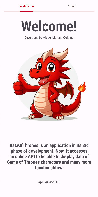 Pantalla de búsqueda en DataOfThrones